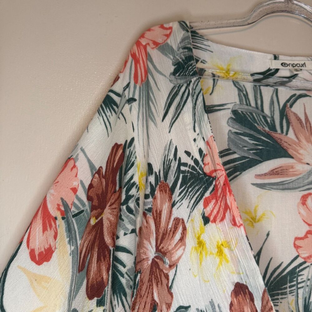 RIPCURL womens size medium M Anini Beach palm floral beach swim cover up kimono - Picture 6 of 12